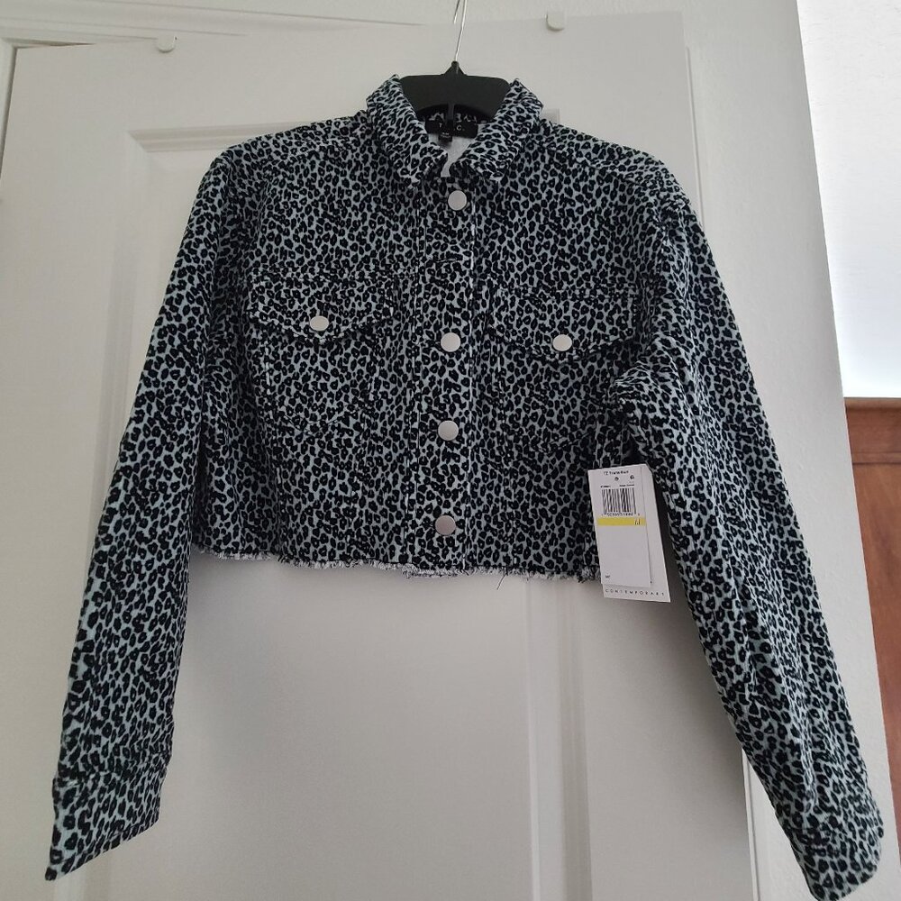 Cropped corduroy animal print jacket new with tags